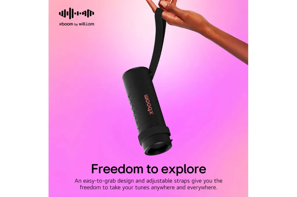 LG xboom Grab Bluetooth Speaker xboom Signature Sound by will.i.am for Ultimate Portability