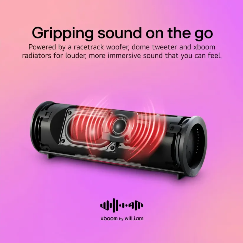 LG xboom Grab Bluetooth Speaker xboom Signature Sound by will.i.am for Ultimate Portability