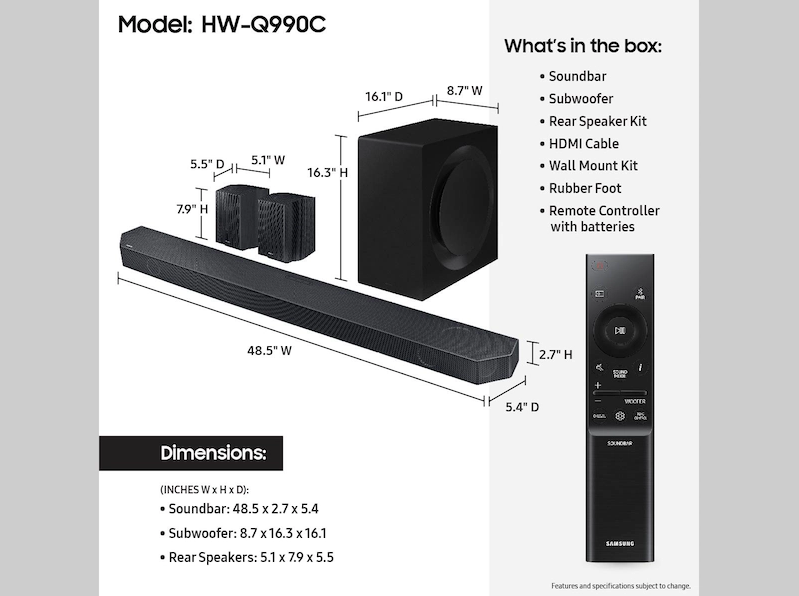Samsung Sound Bar Q990C Wireless Dolby