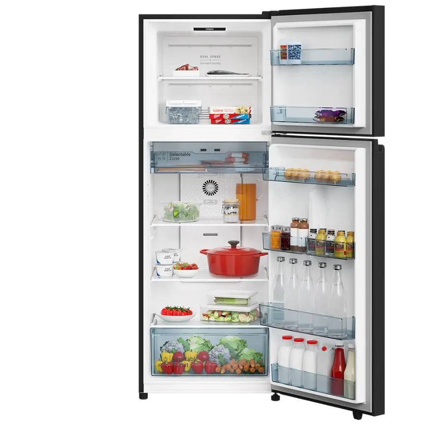 Hitachi Refrigerator HRTN6443SGBKTH 2 Door Top Freezer